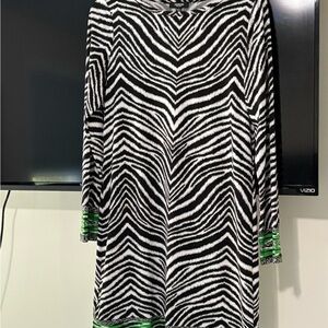 Zebra Print Dress with Green Accents